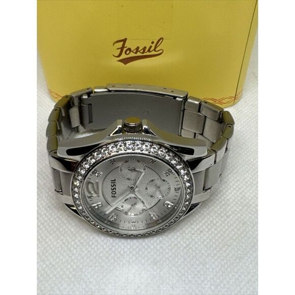 Fossil Riley ES3202 Women Silver Stainless Steel Analog Dial Quartz Watch JNA12 - Picture 7 of 12